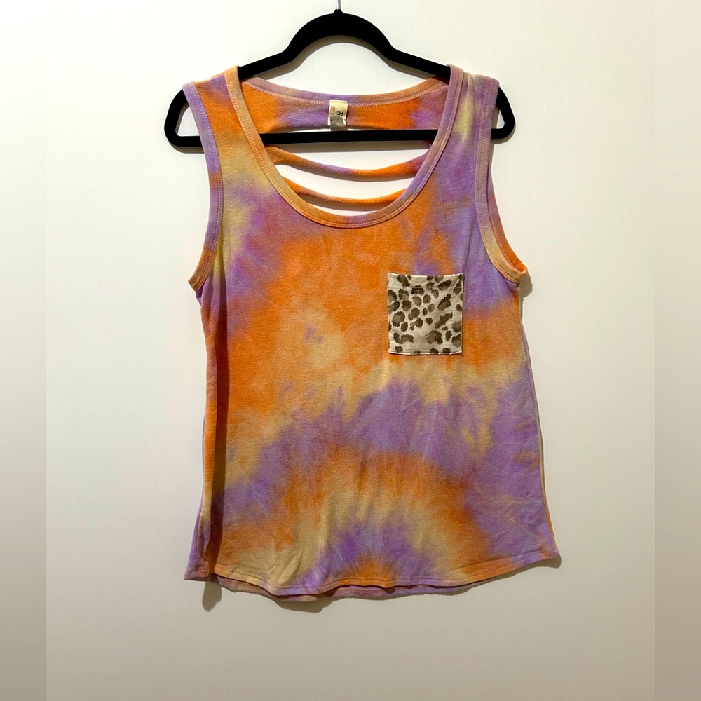 7th Ray Tie-dye slash back tank top